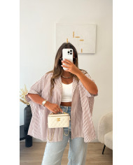 Chemise oversize rayé Taupe