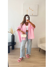 Chemise oversize rayé Taupe