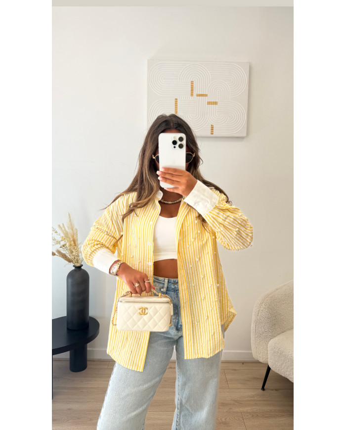Chemise rayé Perles jaune