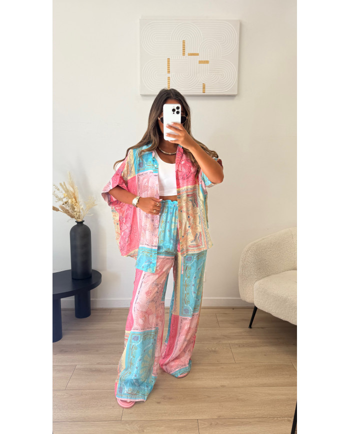 Ensemble chemise bandana Rose & Bleu