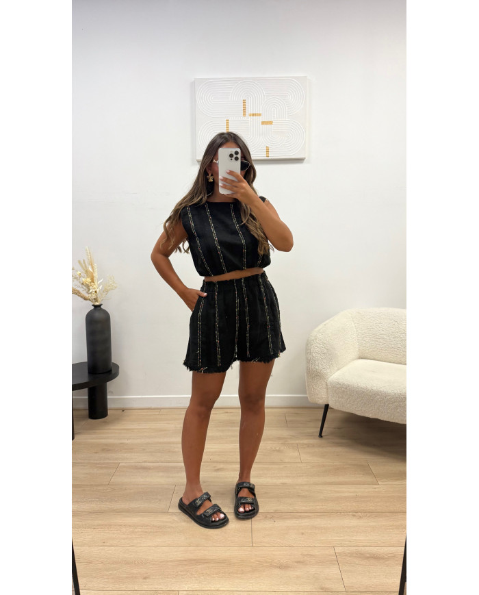 Ensemble Lin & Coton Marbe Noir