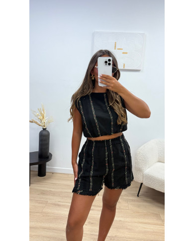 Ensemble Lin & Coton Marbe Noir