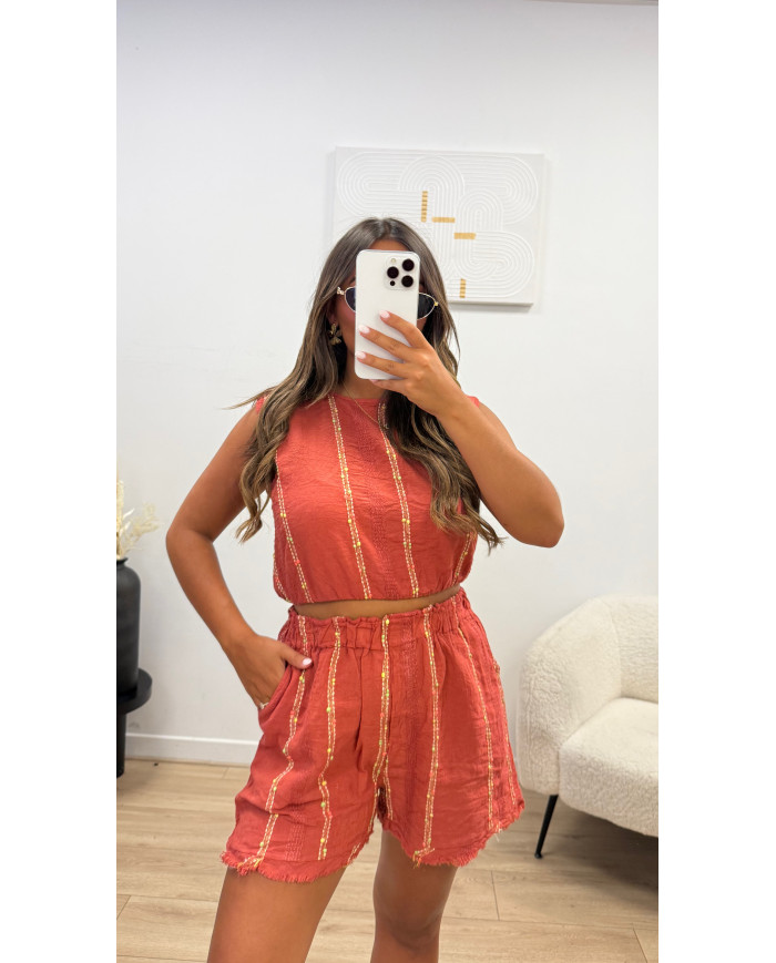 Ensemble Lin & Coton Marbe Rust