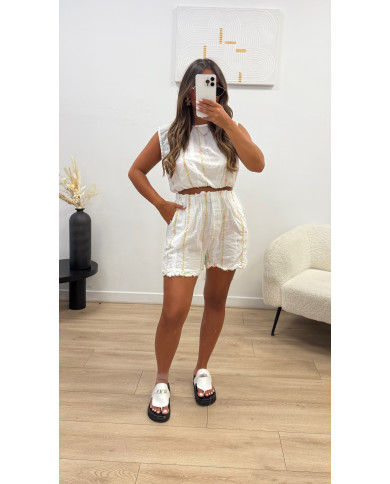 Ensemble Lin & Coton Marbe Blanc
