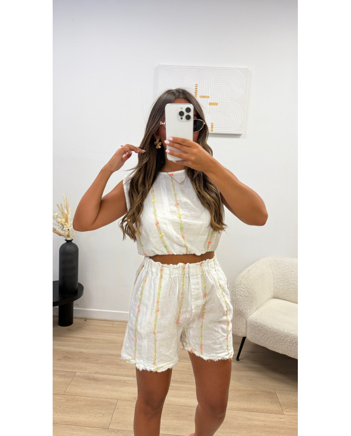 Ensemble Lin & Coton Marbe Blanc