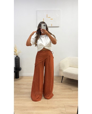 Pantalon fluide + foulard clouté Rust