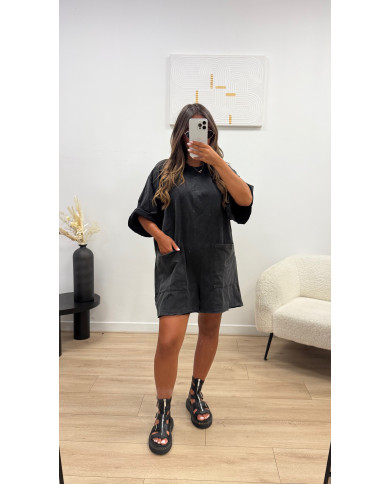 Combinaison 100% coton Noir anthracite