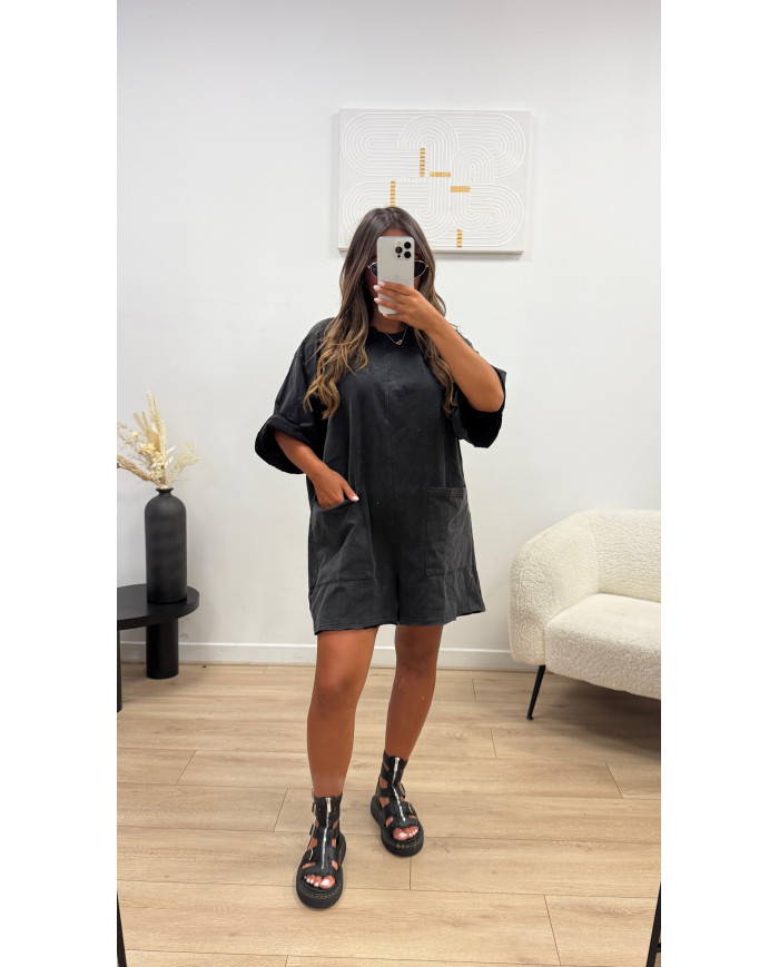Combinaison 100% coton Noir anthracite