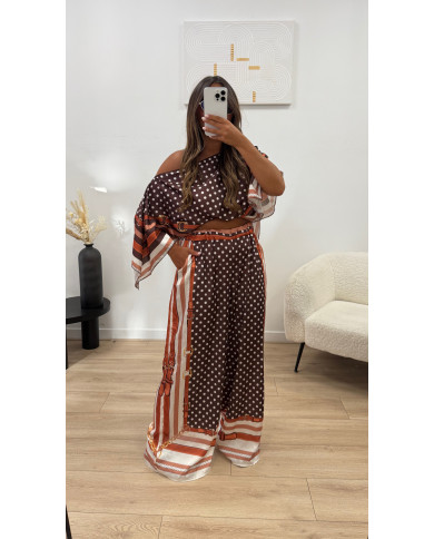 Ensemble à Pois cape Hermy Choco & Orange