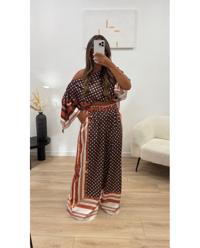 Ensemble à Pois cape Hermy Choco & Orange