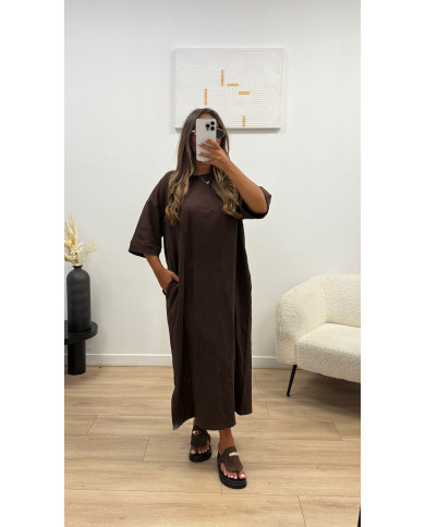 Tong Choco velour plate-forme boucle doré