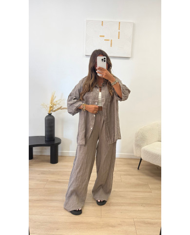 Ensemble 100% Lin Taupe