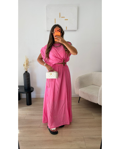 Ensemble Jupe Longue anneaux Fushia