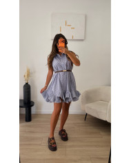 Robe chemise à carreaux Bleu