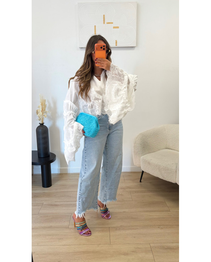 Chemisier Gaby dentelle blanc