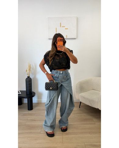 Haut crop dentelle noir
