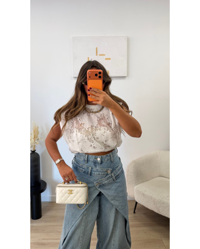 Haut crop dentelle blanc