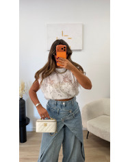 Haut crop dentelle noir
