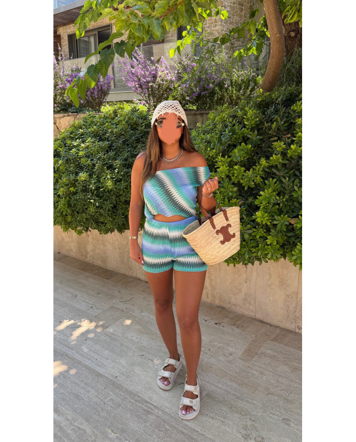 Ensemble Misny Bleu rayé