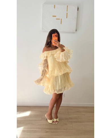 Robe Lili Volant Jaune