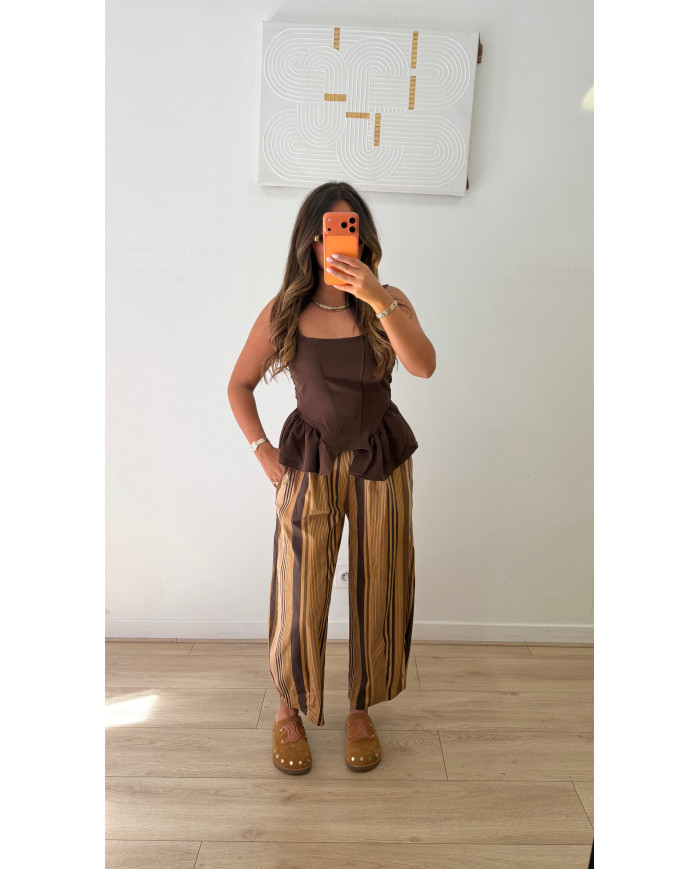 Pantalon pince à rayures Choco & Camel