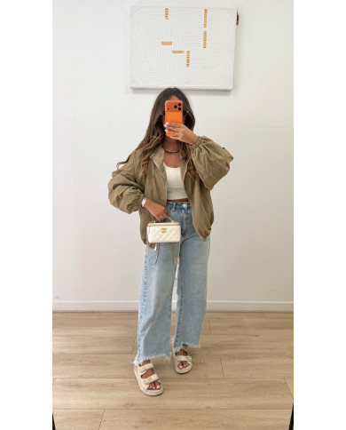 Veste Imperméable à carreaux taupe