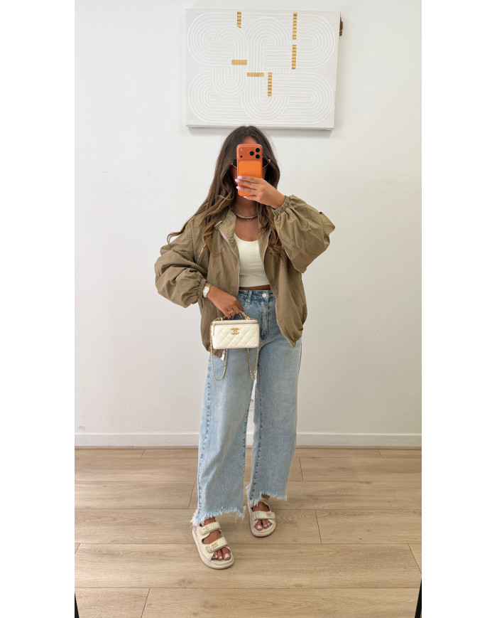 Veste Imperméable à carreaux taupe