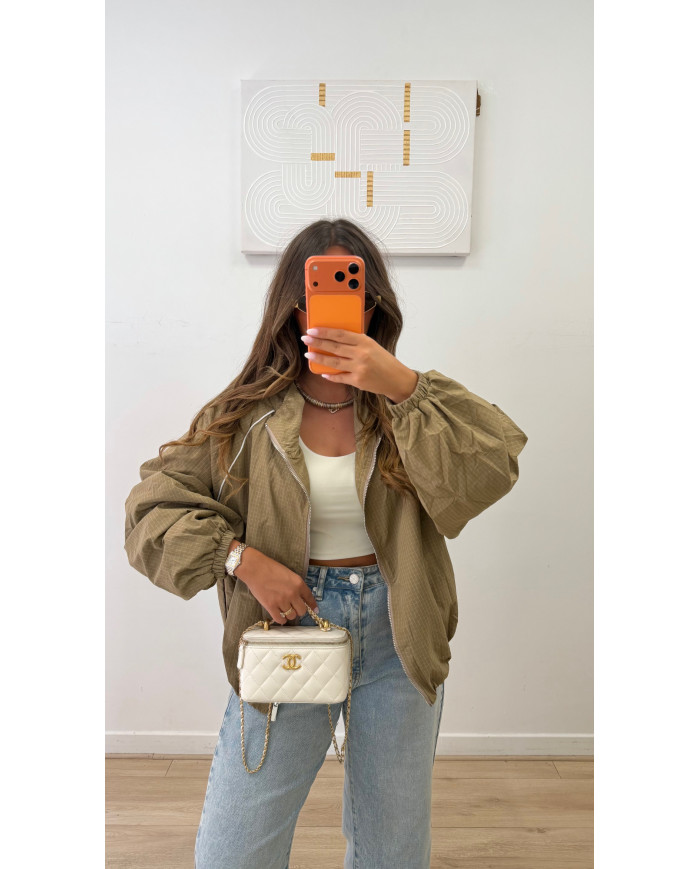 Veste Imperméable à carreaux taupe