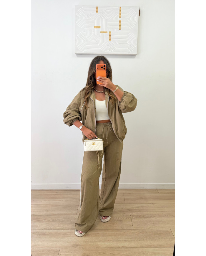 Jogging Imperméable à carreaux taupe