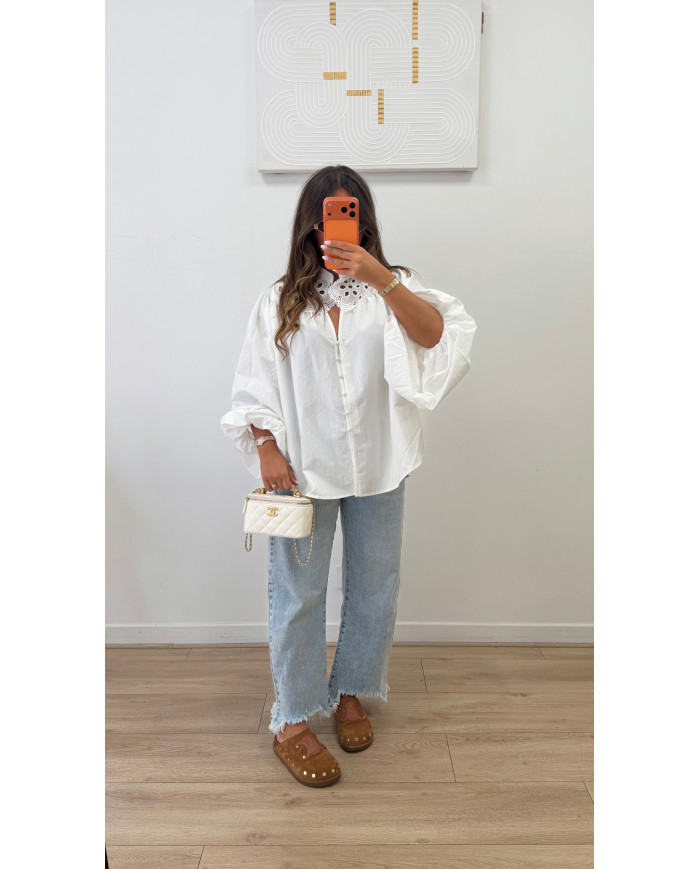 Chemise Coton broderie blanche