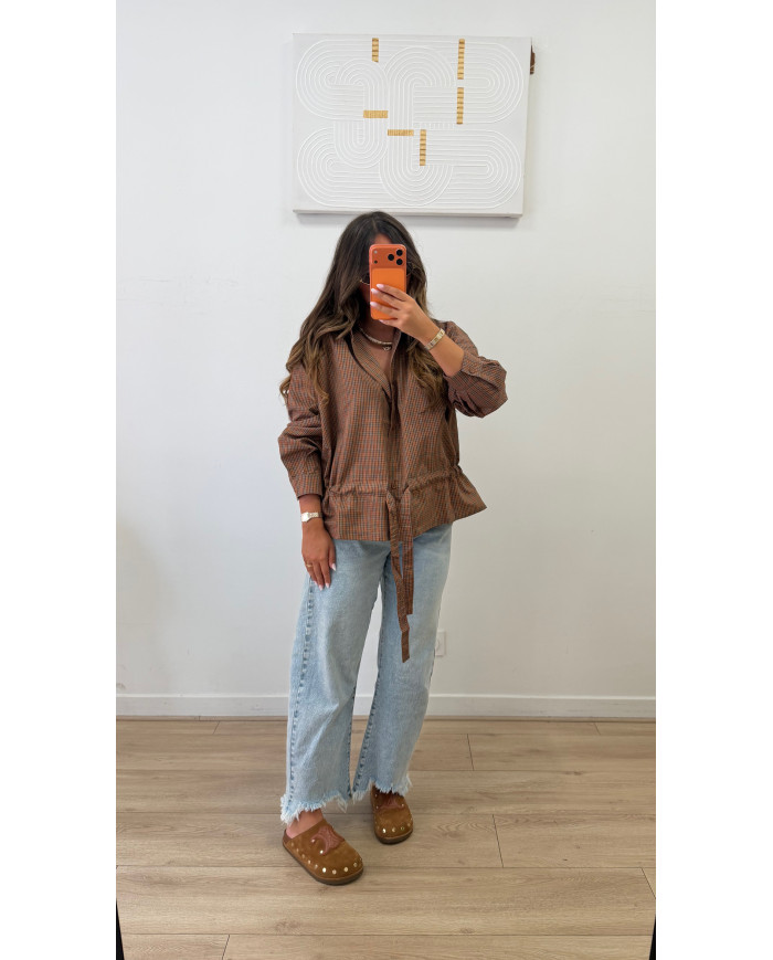 Chemise à carreaux Pépites Bordeaux