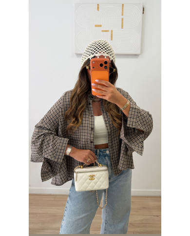 Chemise Nacima à carreaux Taupe & Choco