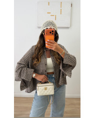 Chemise Nacima à carreaux Taupe & Choco