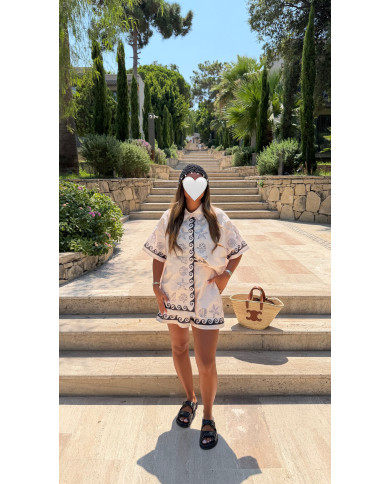 Ensemble chemise beige & noir coquillages 🐚