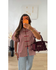 Chemise Noeud À carreaux Bordeaux