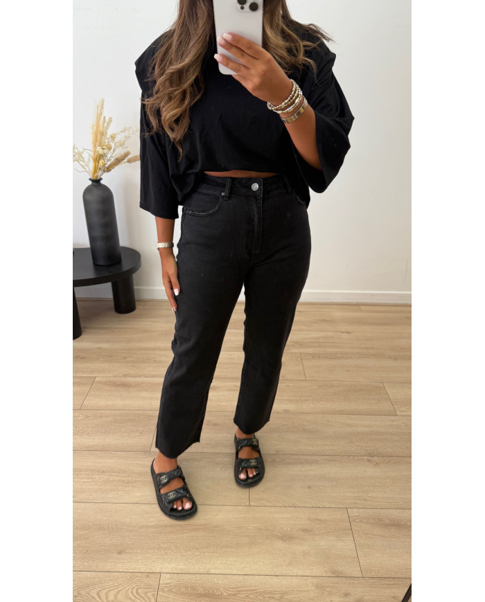 Jean mom Sam couper Noir