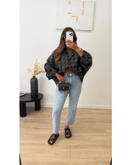 Robe t-shirt asymétrique dentelle noir