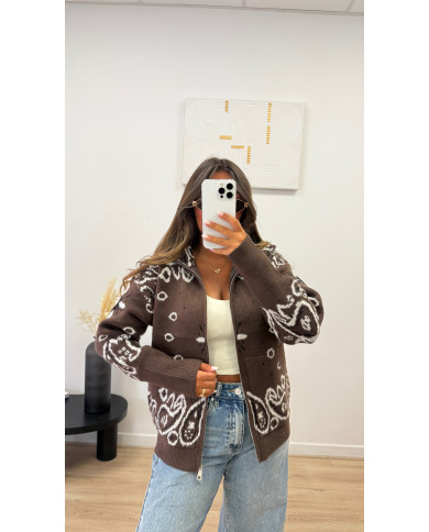 Gilet Zip Bandana Choco