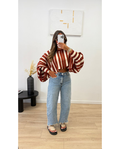 Pull LOU Rayé Terra & beige
