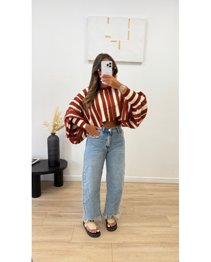 Pull LOU Rayé Terra & beige