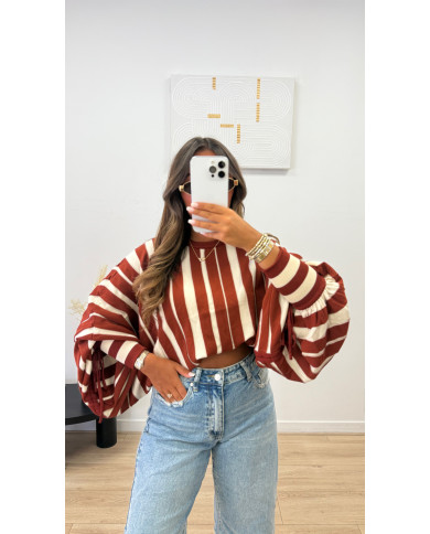 Pull LOU Rayé Terra & beige