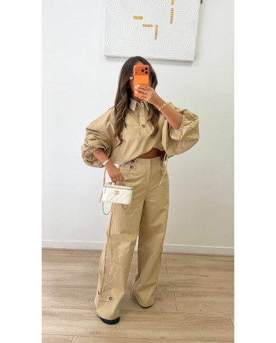 Haut  trenchy boutons taupe