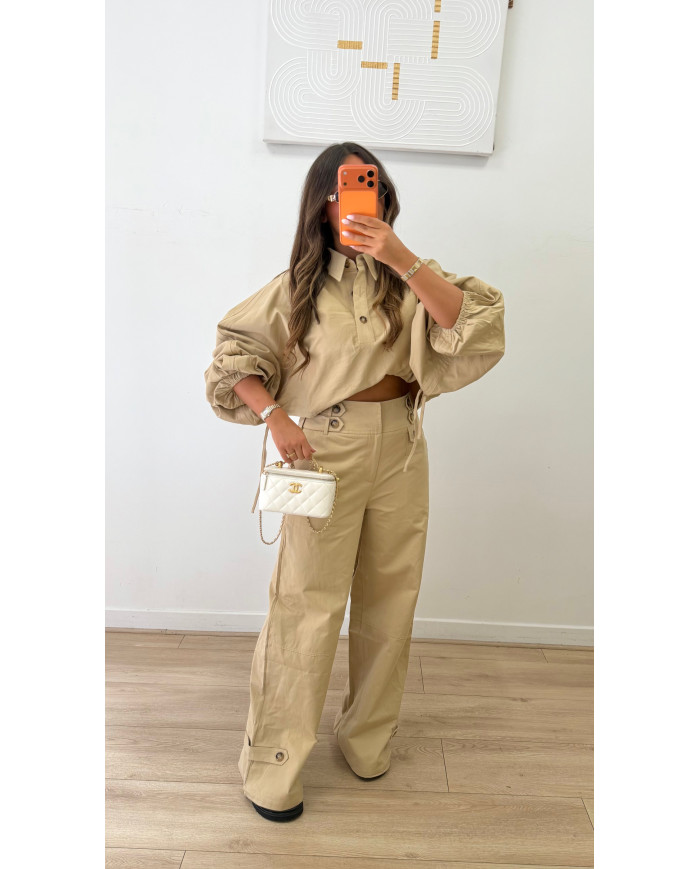 Haut  trenchy boutons taupe