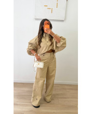 Haut  trenchy boutons taupe