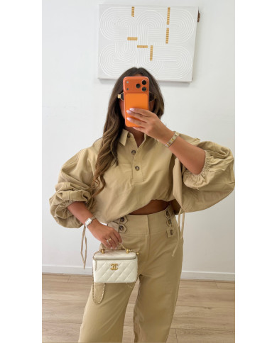 Haut  trenchy boutons taupe