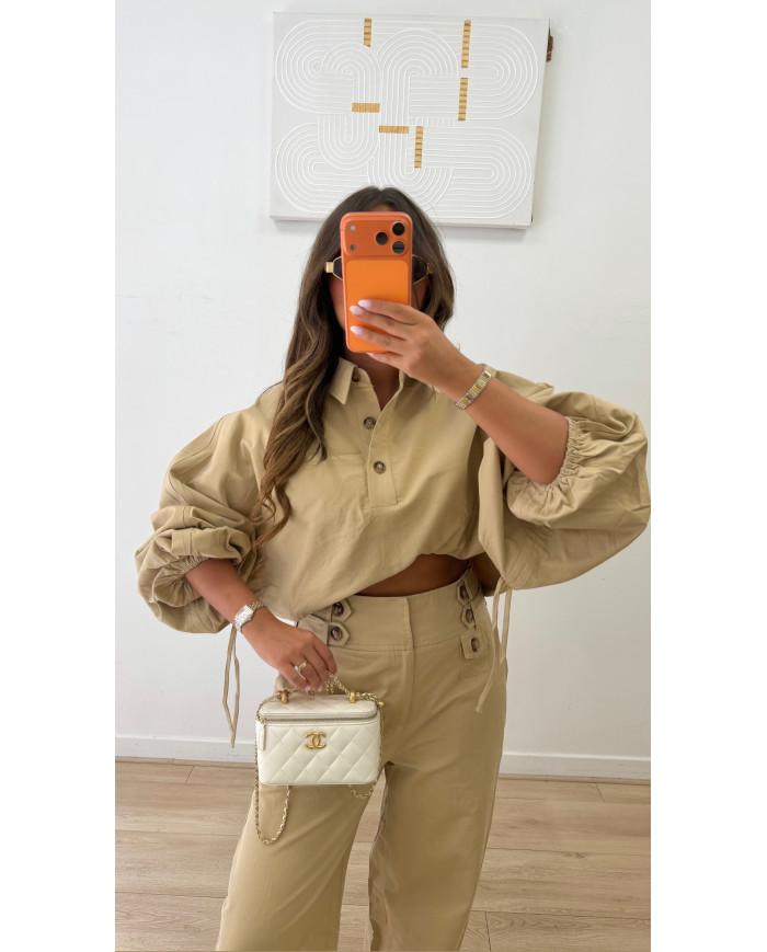 Haut  trenchy boutons taupe