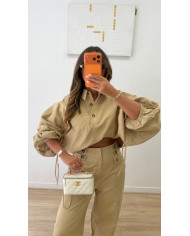 Pantalon  trenchy boutons taupe