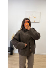 Doudoune à capuche imperméable Taupe