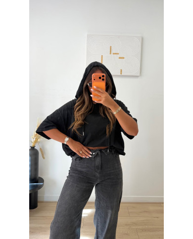 Sweat t-shirt à capuche noir