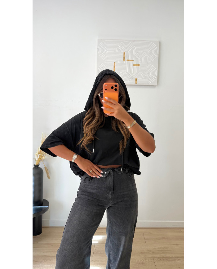 Sweat t-shirt à capuche noir